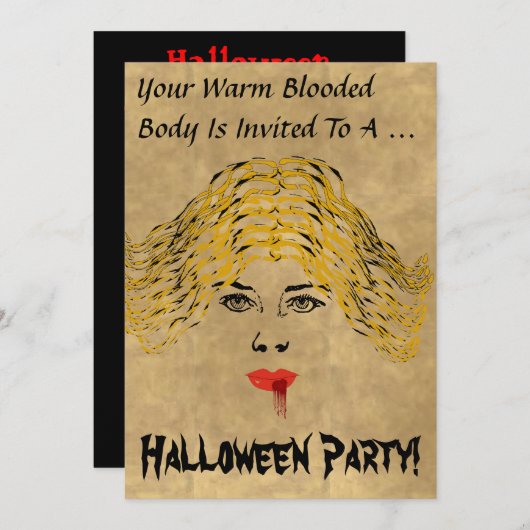 ヴァンパイアハローウィンパーティ招待状 招待状 (正面/裏面)