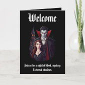 ヴァンパイア🖤ハローウィンパーティ – ブラック招待状カード 招待状 (正面)