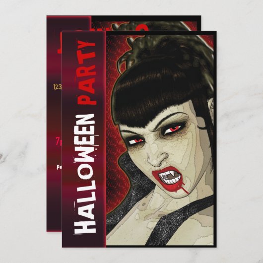 ヴァンパイアパーティー漫画おもしろいキッズ 招待状 (正面/裏面)