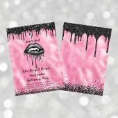 ヴァンパイアブラックグリッターリップアダルトハロウィンピンク 招待状