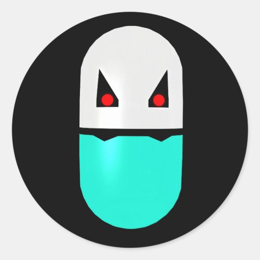 ヴァンパイアプロザックパロディピルステッカー001 ラウンドシール (正面)