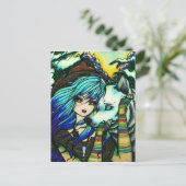 ヴァンパイアワーウルフスノーファンタジーフェアリーアートハガキ ポストカード (スタンド正面)