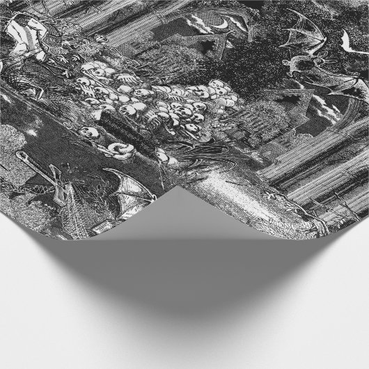 ヴァンパイア地下聖堂スカルこうもりゴシック教会 ラッピングペーパー (角)