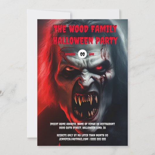 ヴァンパイア大人ハロウィーン完全に死んでいなスプキー 招待状 (正面)