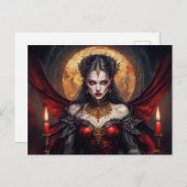 ヴァンパイア女王アンダー白熱［赤熱］光を放つムーン ポストカード (正面/裏面)