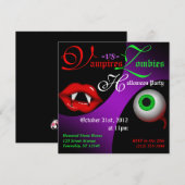 ヴァンパイア対ゾンビハローウィンパーティ招待状 招待状 (正面/裏面)
