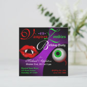 ヴァンパイア対ゾンビーハロウィーン誕生日招待状 招待状 (スタンド正面)