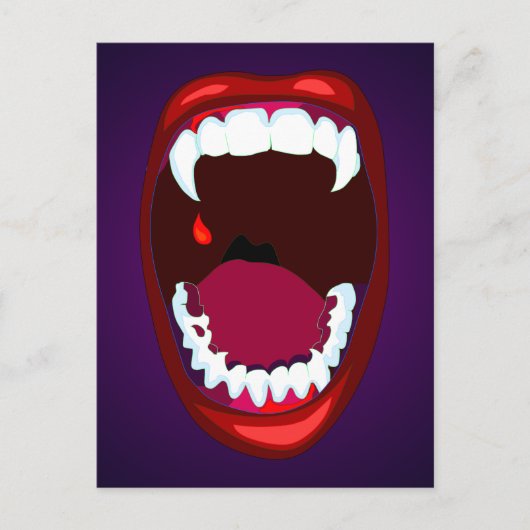 ヴァンパイア歯ホラーショーモンスターファングスレッドパープル ポストカード (正面)