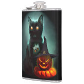 ヴァンパイア猫とウィザードパンプキンハロウィンシュレアル フラスク (左)