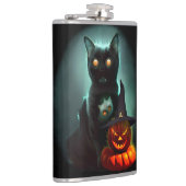 ヴァンパイア猫とウィザードパンプキンハロウィンシュレアル フラスク (右)