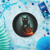 ヴァンパイア猫とウィザードパンプキンハロウィンシュレアル ペーパープレート (パーティー)