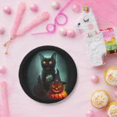 ヴァンパイア猫とウィザードパンプキンハロウィンシュレアル ペーパープレート (パーティー)