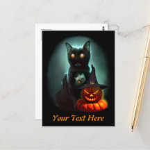 ヴァンパイア猫とウィザードパンプキンハロウィンシュレアル