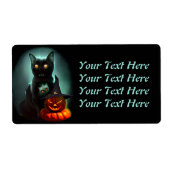 ヴァンパイア猫とウィザードパンプキンハロウィンシュレアル ラベル (正面)