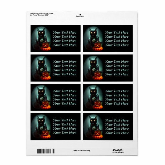 ヴァンパイア猫とウィザードパンプキンハロウィンシュレアル ラベル (フルシート)