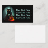 ヴァンパイア猫とウィザードパンプキンハロウィンシュレアル 名刺 (正面/裏面)