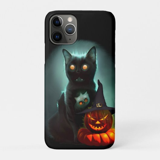 ヴァンパイア猫とウィザードパンプキンハロウィンシュレアル Case-Mate iPhoneケース (裏)