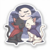 ヴァンパイア猫キス – かわいいゴシックハロウィーン シール (正面)