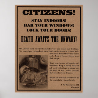 ヴァンパイア警告のポスター。ハローウィンパーティ装飾 ポスター