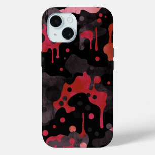 ヴァンパイア赤迷彩柄パターン怖い不気味なホラー iPhone 15ケース
