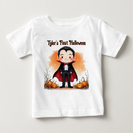 ヴァンパイア そんなに怖くない はじめてのハロウィン ベビーTシャツ (正面)
