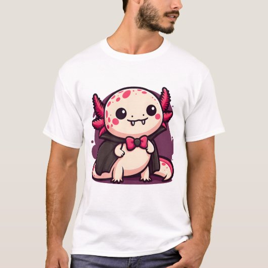 ヴァンパイア アホロートル かわいい 怖い ゴシック 両生類 Tシャツ (正面)