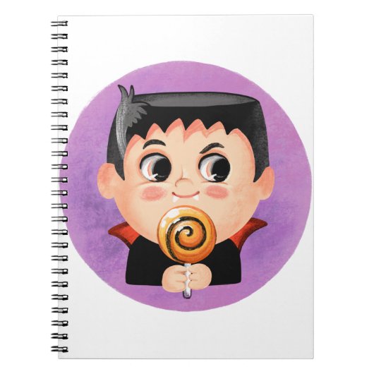 ヴァンパイア・ハロウィーンの衣装を着た可愛い男の子 ノートブック (正面)