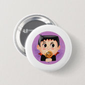 ヴァンパイア・ハロウィーンの衣装を着た可愛い男の子 缶バッジ (正面&裏面)