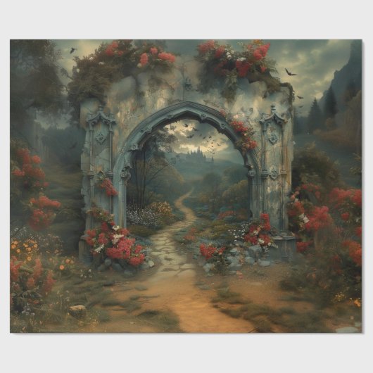 ヴァンパイコレドラキュラズキャッスルハロウィーン |ゴシック ラッピングペーパー (フラット)