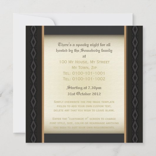 ヴァンパ伝統的イアスクエアパーティの招待状 招待状 (裏面)