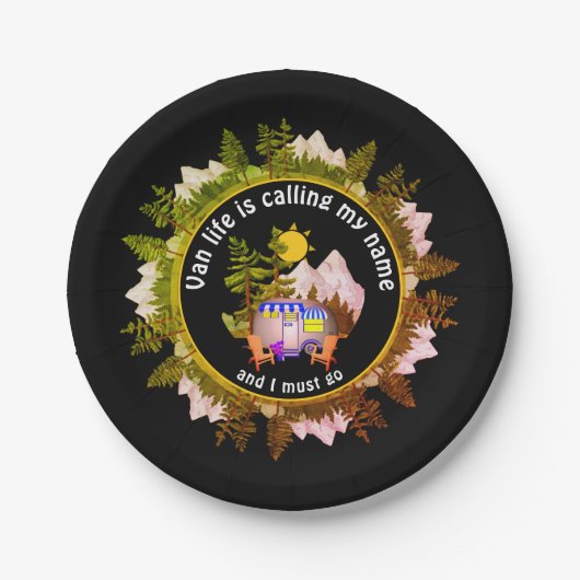 ヴァンライフは私の名前をキャンピングと呼カスタムんでいる ペーパープレート (正面)