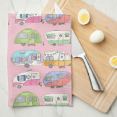ヴァンライフ – ピンク キッチンタオル (四つ折り)