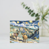 ヴァン・ゴッホスタイルのイエローストーンオオヒツジカスタム ポストカード (スタンド正面)