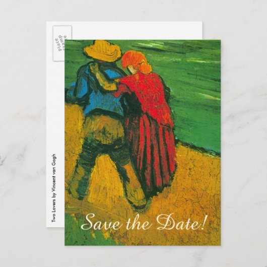 ヴァン・ゴッホ日付を保存！恋人たち 案内ポストカード (正面/裏面)