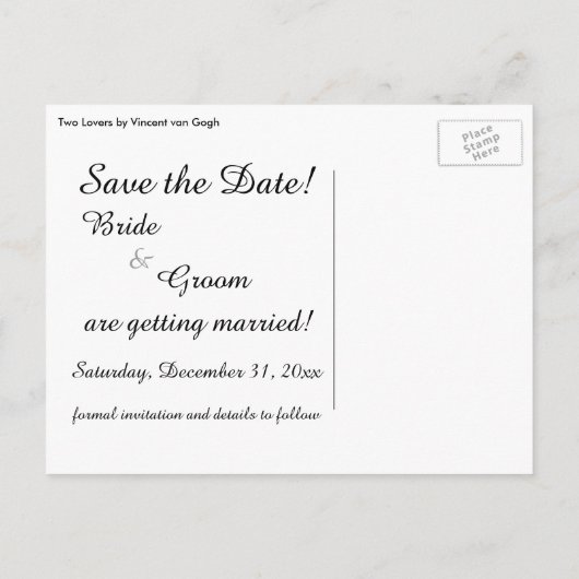 ヴァン・ゴッホ日付を保存！恋人たち 案内ポストカード (裏面)