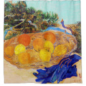 ヴァン・ゴッホ・ブルー・グローブのオレンジとレモン シャワーカーテン (正面)