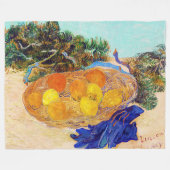 ヴァン・ゴッホ・ブルー・グローブのオレンジとレモン フリースブランケット (正面(横))