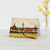 ヴァン・ゴッホ – 新しい教会とハーグの眺め カード (黄色い花)