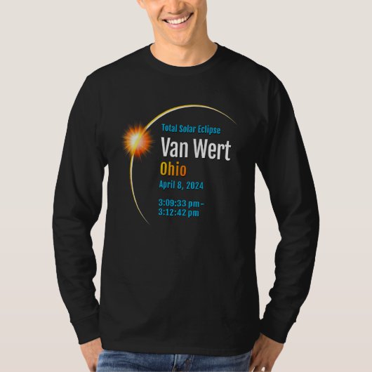 ヴァン・ワート オハイオ州 オハイオ 総合日食 2024  1  Tシャツ (正面)