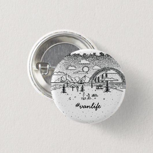 ヴァンLifeの#vanlifeのおもしろいの夏の屋外の冒険 缶バッジ (正面&裏面)