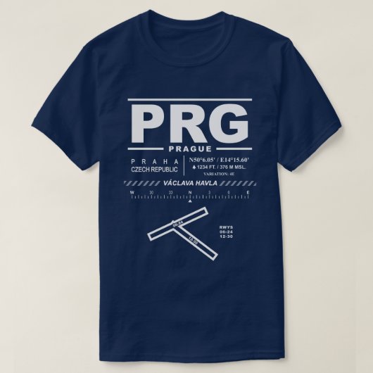 ヴァークラフハヴェル空港プラハPRG Tシャツ (デザイン正面)