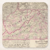 ヴァージニアおよびウェストヴァージニア スクエアペーパーコースター (正面)