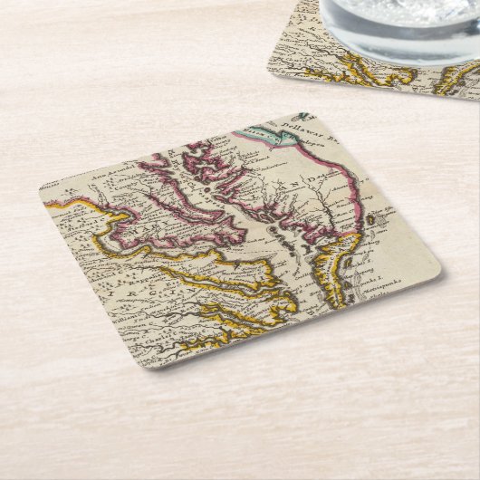 ヴァージニアおよびメリーランド スクエアペーパーコースター (アングル)