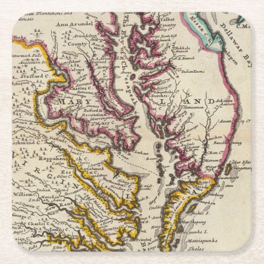 ヴァージニアおよびメリーランド スクエアペーパーコースター (正面)
