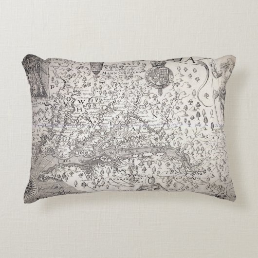 ヴァージニアの地図1612年 アクセントクッション (正面)