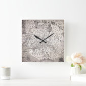 ヴァージニアの地図1612年 スクエア壁時計 (ホーム)