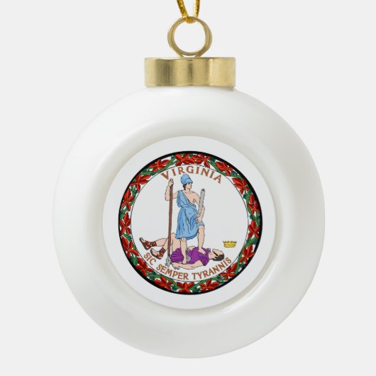 ヴァージニアの州のシール セラミックボールオーナメント (正面)