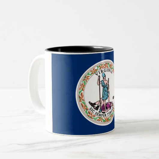 ヴァージニアの州の旗のツートーンコーヒー・マグ ツートーンマグカップ (正面左)
