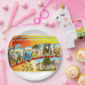 ヴァージニアの州VAの古いヴィンテージ旅行郵便はがき ペーパープレート (パーティー)