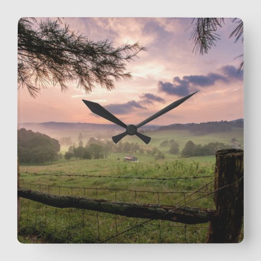 ヴァージニアの日没 スクエア壁時計 (正面)